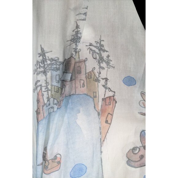 Whimsical Italian "The Sea Ends Where The Sky Begins" Art Scarf/Shawl - Picture 4 of 16